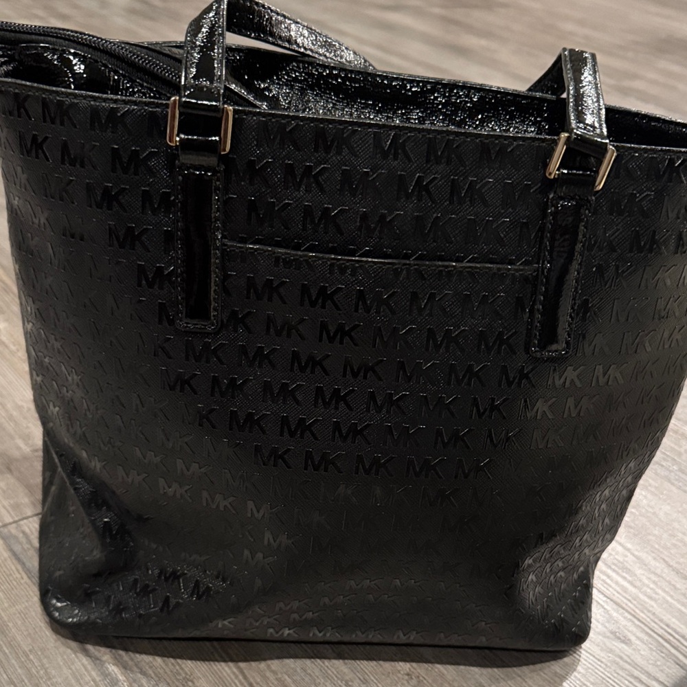 Vintage Michael Kors Shiny Black Logo Tote - Picture 3 of 3